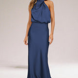 Flavia | Glamorous Satin Halter Dress