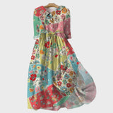 Barvna cvetna obleka patchwork