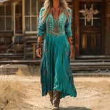 Maria - Obleka Casual z Dolgimi Rokavi z Vintage Navdihom