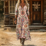 Maria - Obleka Casual z Dolgimi Rokavi z Vintage Navdihom