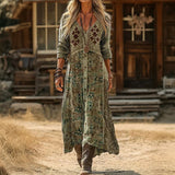 Maria - Obleka Casual z Dolgimi Rokavi, Navdihnjena z Vintage Stilom