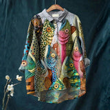 Ema - Casual srajca z vintage potiskom rib