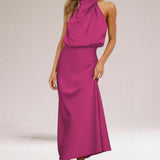 Flavia | Glamorous Satin Halter Dress