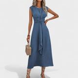Emilia - Elegantna maxi obleka brez rokavov z okroglim izrezom