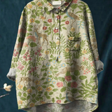 Georgina - Vintage cvetlična casual srajca z živalmi