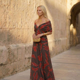 Poppy | Elegant Dress with Leaf Design