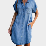 Sproščena denim obleka