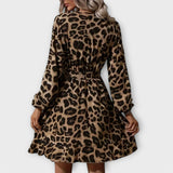 Leopardji obleka s pasom