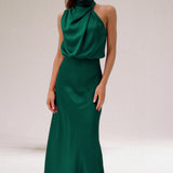 Flavia | Glamorous Satin Halter Dress