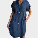 Sproščena denim obleka