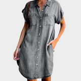 Sproščena denim obleka