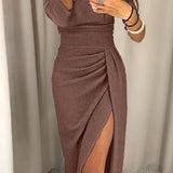 Natália - Elegantna obleka z odprtimi rameni