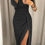 Natália - Elegantna obleka z odprtimi rameni