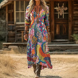 Maria - Obleka Casual z Dolgimi Rokavi, Navdihnjena z Vintage Stilom