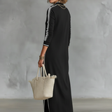 Sweat Maxi Obleka z Gumbnim Ovratnikom