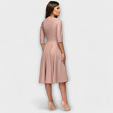 Ana - Elegantna Midi Oblačila s Pasom na Zavezovanje