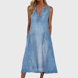 Udobna denim obleka