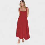 Maribel - Midi obleka s kvadratnim izrezom