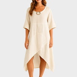 Marta - Asymmetrical Cotton and Linen Dress