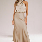 Flavia | Glamorous Satin Halter Dress