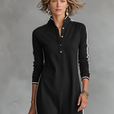 Sweat Maxi Obleka z Gumbnim Ovratnikom