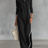 Sweat Maxi Obleka z Gumbnim Ovratnikom