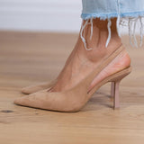 Marlena - Pumps slingback nude z visokim peto