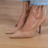 Marlena - Pumps slingback nude z visokim peto
